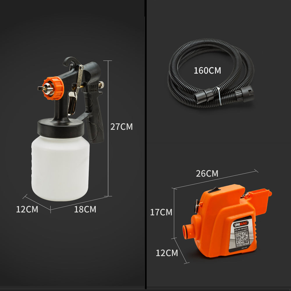UNIMAC 3-Way Nozzle Electric Paint Sprayer Gun HVLP DIY Spray Station 450W