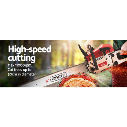 Giantz 62cc Petrol Commercial Chainsaw 22" Bar E-Start Tree Chain Saw 5.2HP