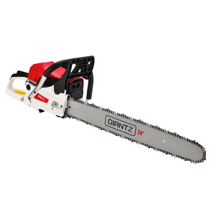 Giantz 62cc Chainsaw Petrol Commercial 24" Bar E-Start Tree Chain Saw 5.2HP