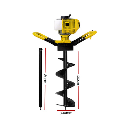 Giantz 80CC Petrol Post Hole Digger Drill Extension Auger Bits Borer Fence