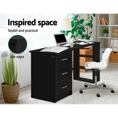 Artiss Office Computer Desk Student Study Table Workstation 3 Drawers 120cm Black