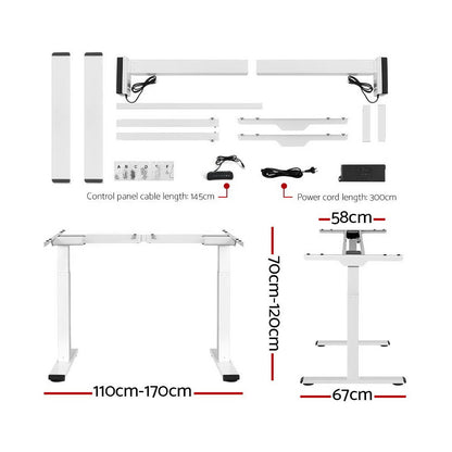 Artiss Standing Desk Electric Height Adjustable Sit Stand Desks White Black