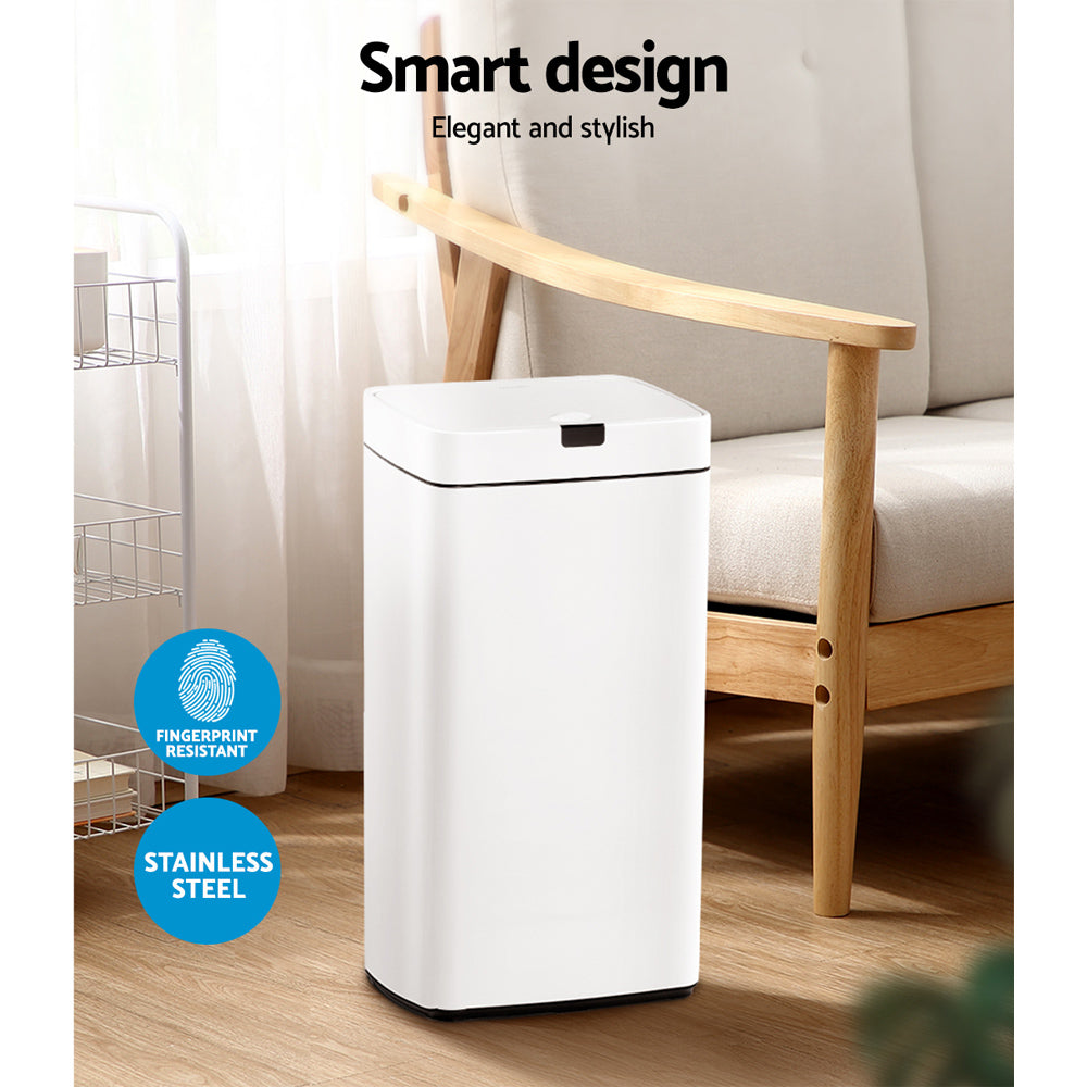 Devanti 45L Sensor Bin White