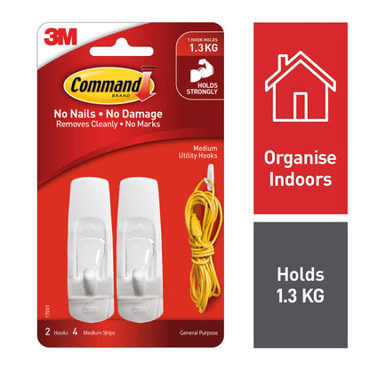 COMMAND Hook 17001ANZ Medium Pack of 2 Box of 6