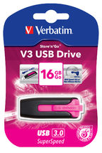 VERBATIM 16GB V3 USB3.0 Pink Store\'n\'Go V3; Rectractable