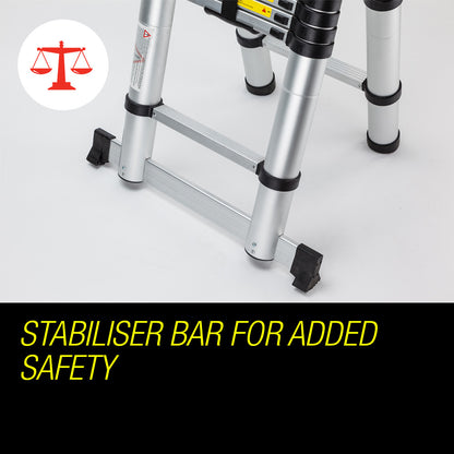 Bullet 5m Telescopic Aluminium Multipurpose Ladder Extension Alloy Step