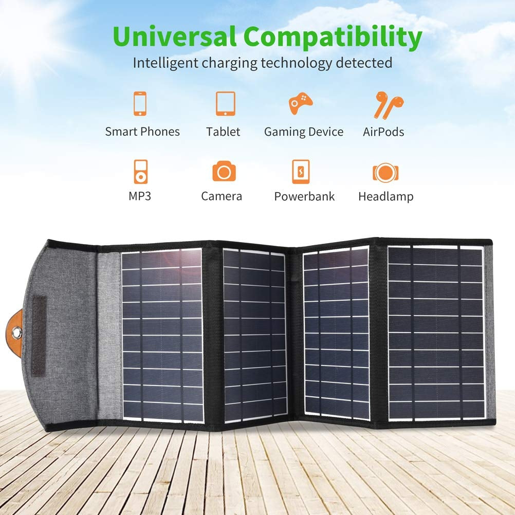 CHOETECH SC005 22W Portable Waterproof Foldable Solar Panel Charger (Dual USB Ports)