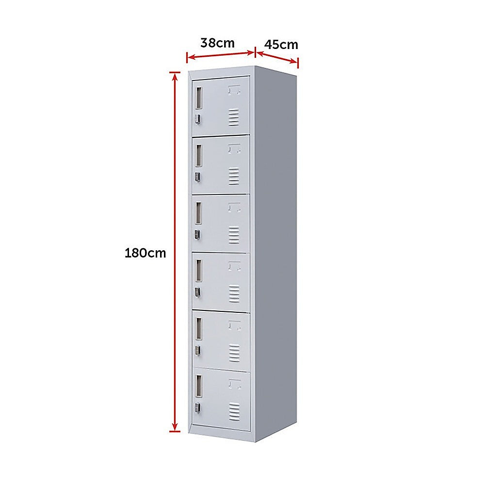 6-Door Locker for Office Gym Shed School Home Storage