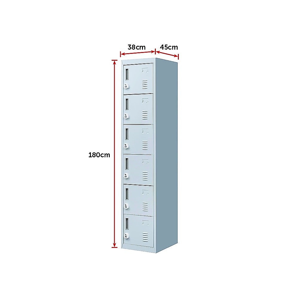 6-Door Locker for Office Gym Shed School Home Storage