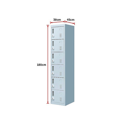 6-Door Locker for Office Gym Shed School Home Storage