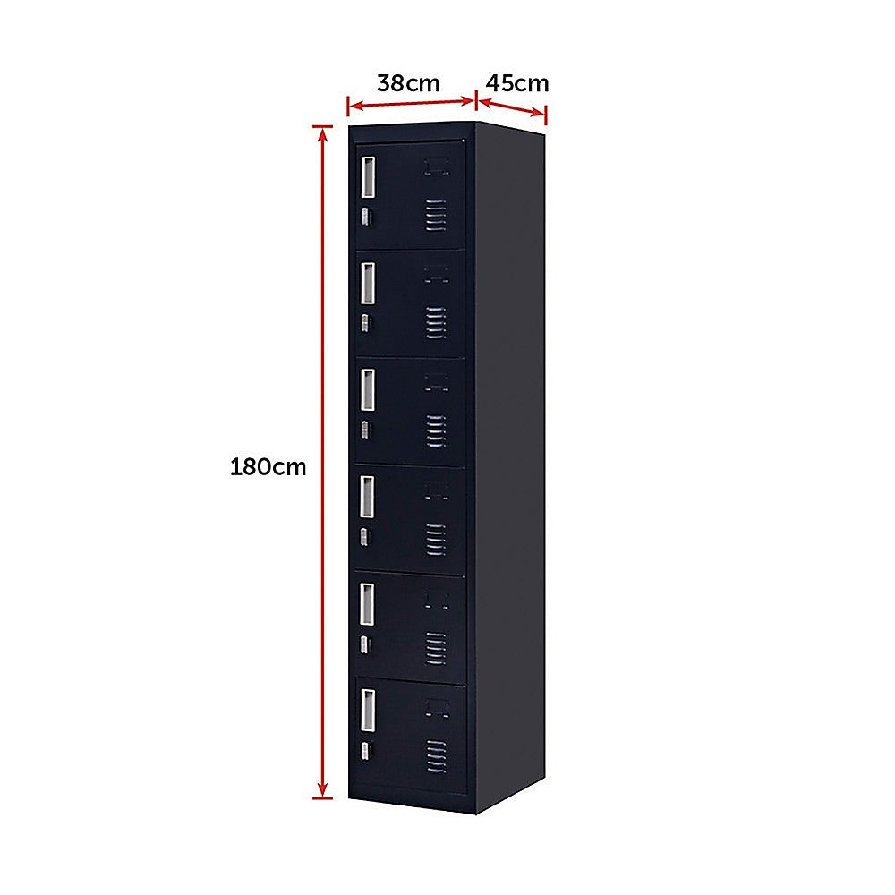 6-Door Locker for Office Gym Shed School Home Storage