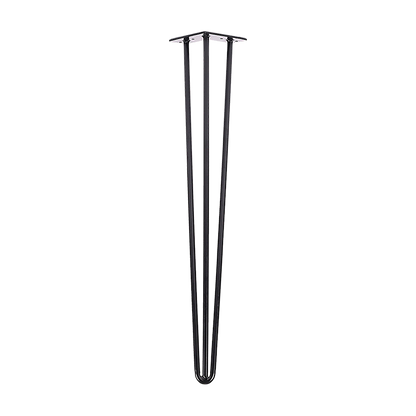 Set of 4 Industrial 3-Rod Retro Hairpin Table Legs 12mm Steel Bench Desk - 71cm Black