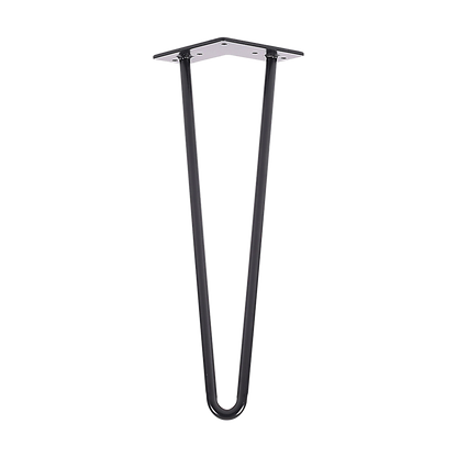 Set of 4 Industrial Retro Hairpin Table Legs 12mm Steel Bench Desk - 41cm Black