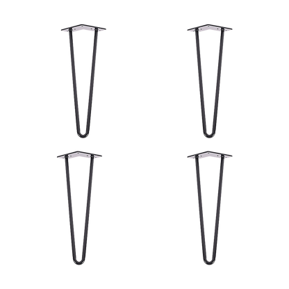 Set of 4 Industrial Retro Hairpin Table Legs 12mm Steel Bench Desk - 41cm Black