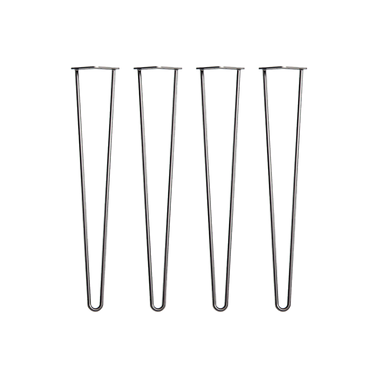 Set of 4 Industrial Retro Hairpin Table Legs 12mm Steel Bench Desk - 71cm Black