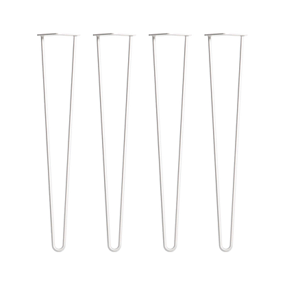 Set of 4 Industrial Retro Hairpin Table Legs 12mm Steel Bench Desk - 71cm White