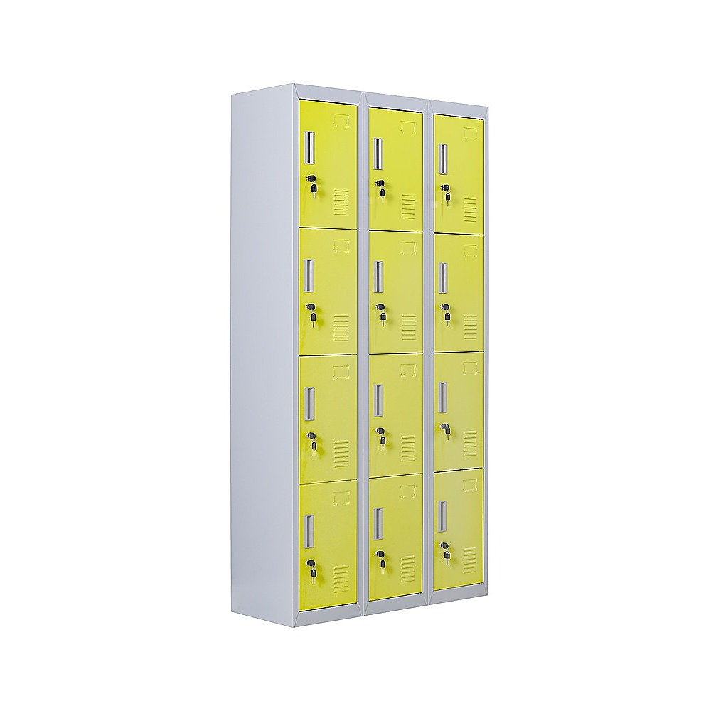 12-Door Locker for Office Gym Shed School Home Storage - Standard Lock with 2 Keys