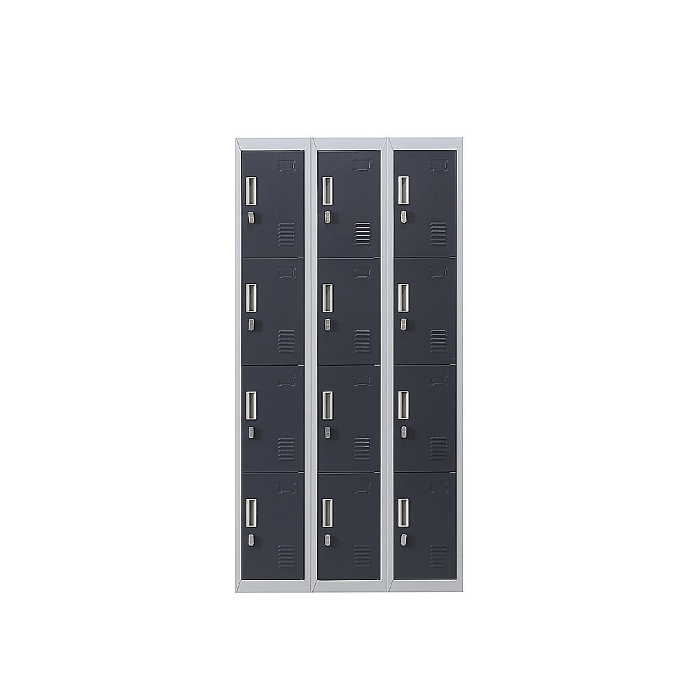 12-Door Locker for Office Gym Shed School Home Storage - Padlock-operated