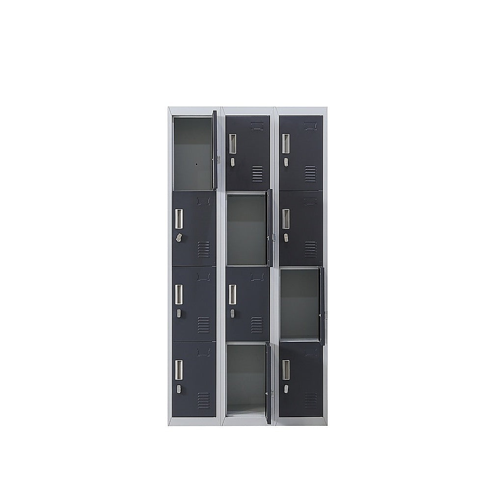 12-Door Locker for Office Gym Shed School Home Storage - Padlock-operated