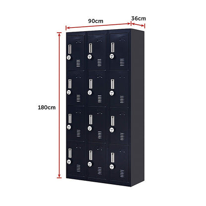 12-Door Locker for Office Gym Shed School Home Storage - 4-Digit Combination Lock